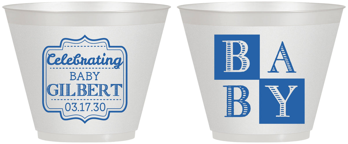 Custom Baby Shower 9 oz Wine Frosted Cups - Celebrating | 90029