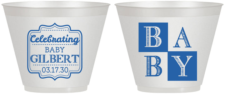 Custom Baby Shower 9 oz Wine Frosted Cups - Celebrating | 90029