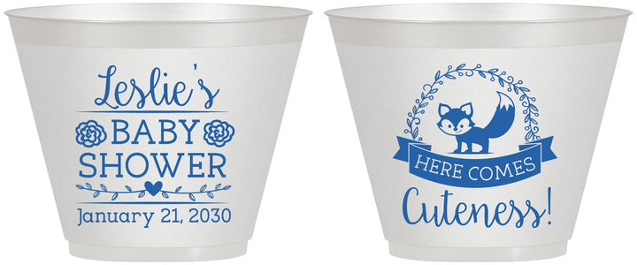 Custom Baby Shower 9 oz Wine Frosted Cups - Fox Cuteness | 90036