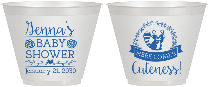 Custom Baby Shower 9 oz Wine Frosted Cups - Racoon Cuteness | 90037