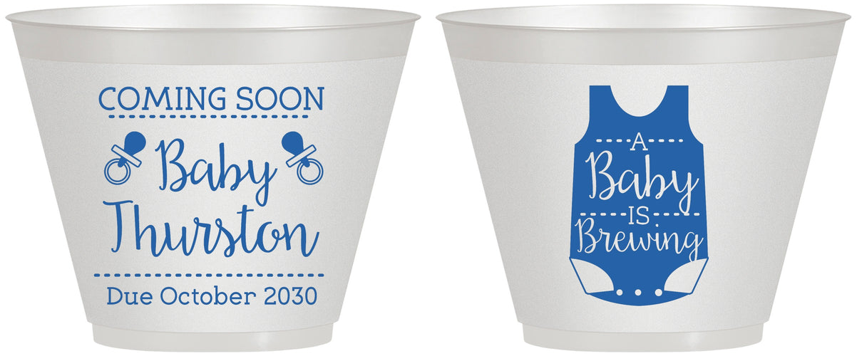 Custom Baby Shower 9 oz Wine Frosted Cups - Baby Is Brewing | 90039