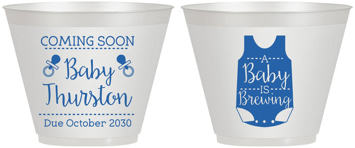 Custom Baby Shower 9 oz Wine Frosted Cups - Baby Is Brewing | 90039