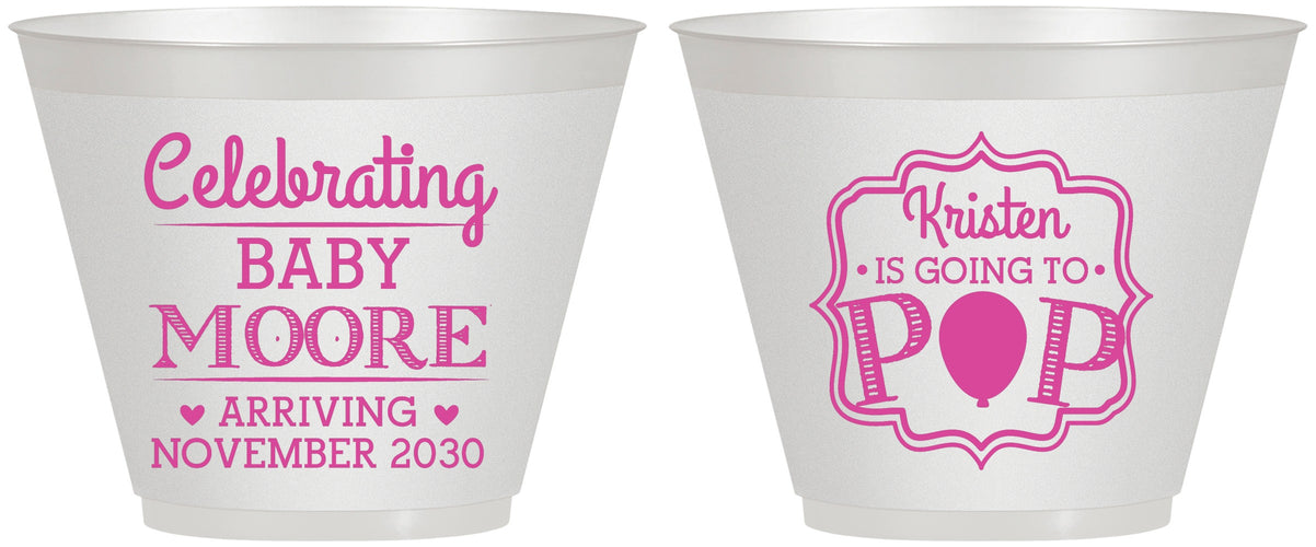 Custom Baby Shower 9 oz Wine Frosted Cups - Going To Pop | 90040