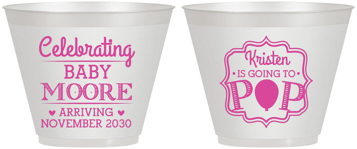 Custom Baby Shower 9 oz Wine Frosted Cups - Going To Pop | 90040