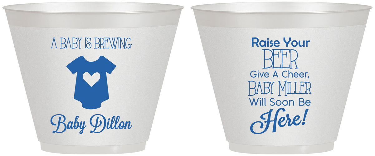 Custom Baby Shower 9 oz Wine Frosted Cups - Baby Is Brewing | 90041