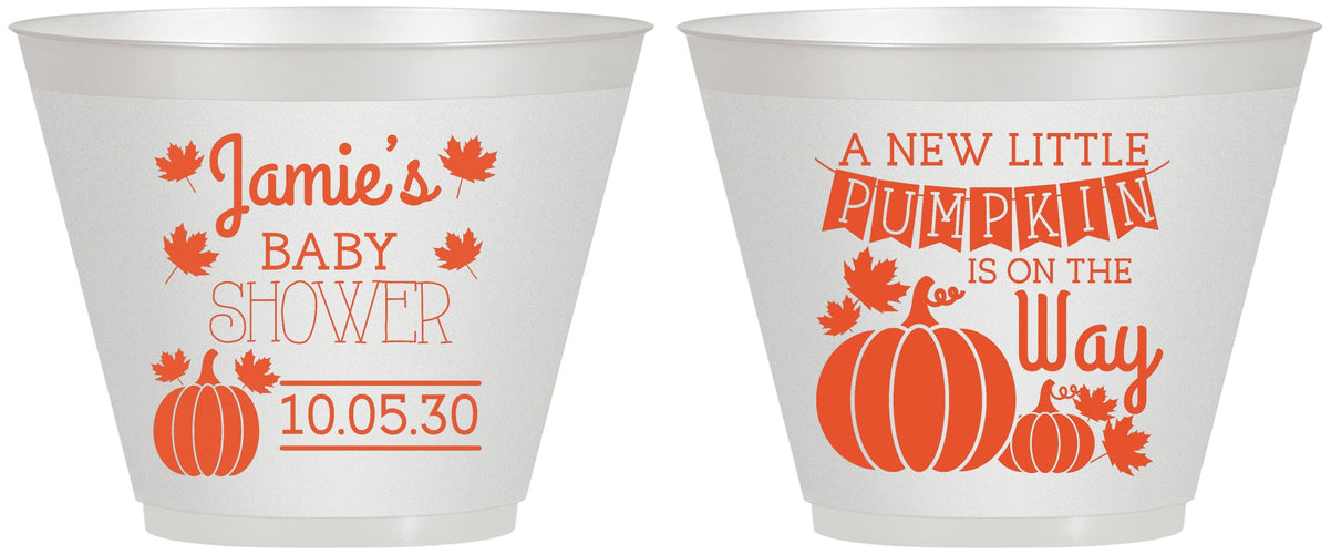 Custom Baby Shower 9 oz Wine Frosted Cups - Pumpkin On The Way | 90042