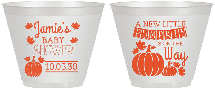 Custom Baby Shower 9 oz Wine Frosted Cups - Pumpkin On The Way | 90042