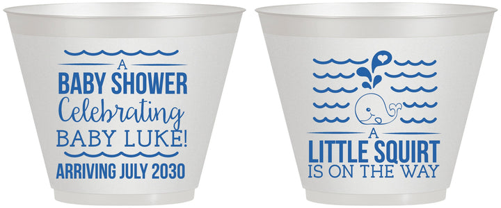 Custom Baby Shower 9 oz Wine Frosted Cups - Little Squirt On The Way | 90043