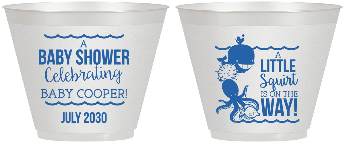 Custom Baby Shower 9 oz Wine Frosted Cups - Little Squirt On The Way | 90045