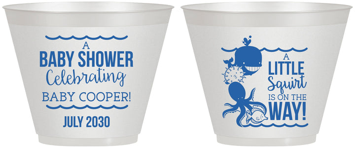 Custom Baby Shower 9 oz Wine Frosted Cups - Little Squirt On The Way | 90045