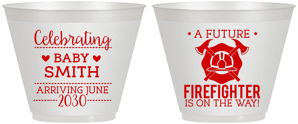 Custom Baby Shower 9 oz Wine Frosted Cups - Future Firefighter | 90048