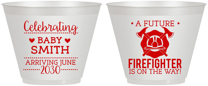 Custom Baby Shower 9 oz Wine Frosted Cups - Future Firefighter | 90048
