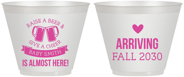 Custom Baby Shower 9 oz Wine Frosted Cups - Raise A Beer | 90049