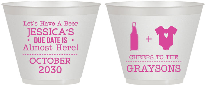 Custom Baby Shower 9 oz Wine Frosted Cups - Due Date Almost Here | 90052