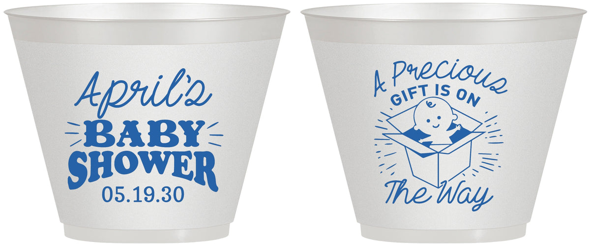 Custom Baby Shower 9 oz Wine Frosted Cups - Precious Gift | 90057