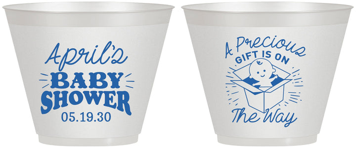 Custom Baby Shower 9 oz Wine Frosted Cups - Precious Gift | 90057