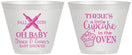 Custom Baby Shower 9 oz Wine Frosted Cups - Cupcake In The Oven | 90059