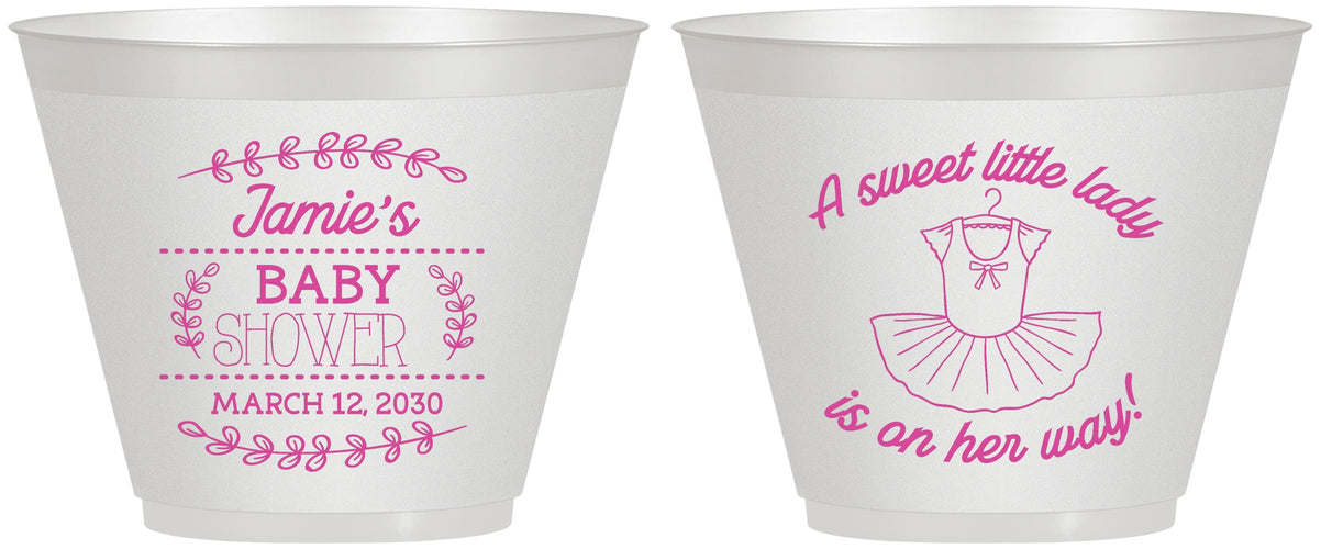 Custom Baby Shower 9 oz Wine Frosted Cups - Sweet Little Lady | 90061