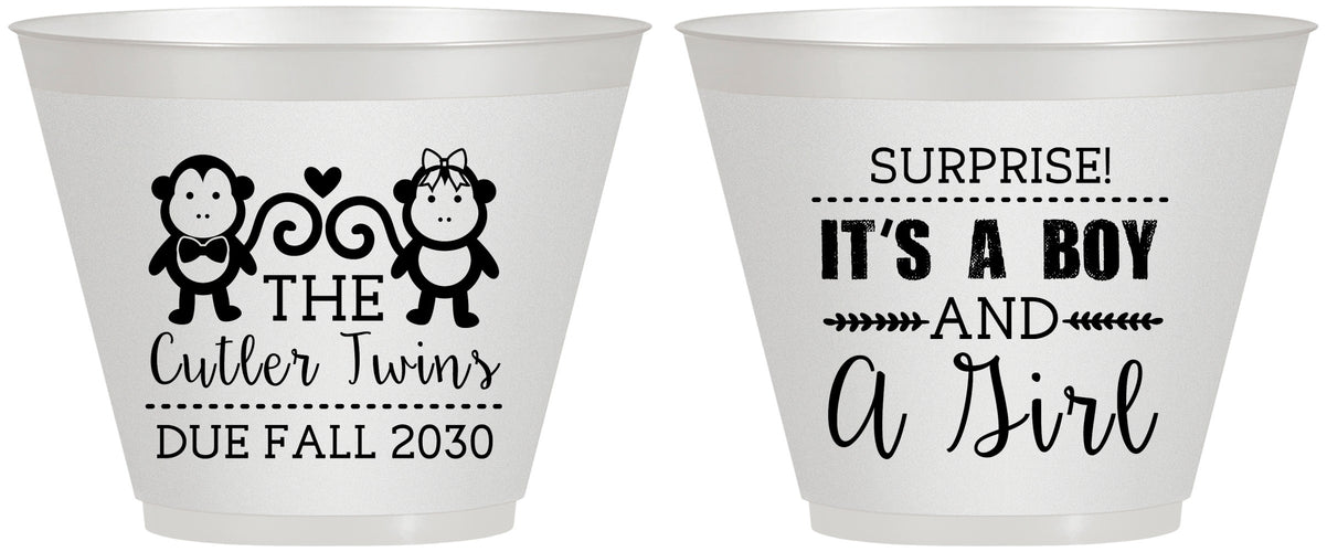 Custom Baby Shower 9 oz Wine Frosted Cups - Gender Reveal Boy Or Girl | 90063