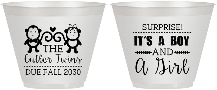 Custom Baby Shower 9 oz Wine Frosted Cups - Gender Reveal Boy Or Girl | 90063