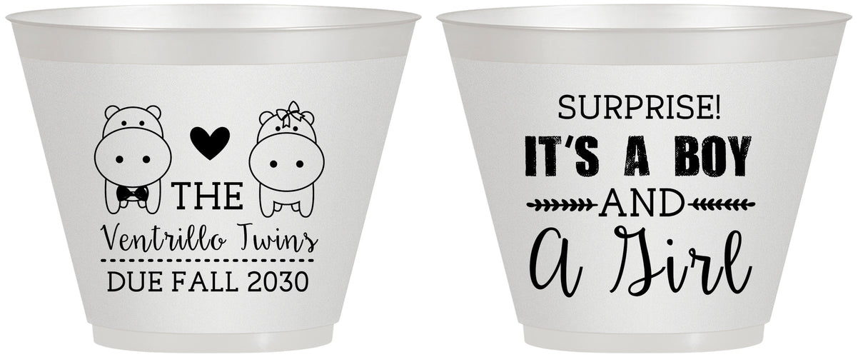 Custom Baby Shower 9 oz Wine Frosted Cups - Gender Reveal Boy Or Girl | 90064