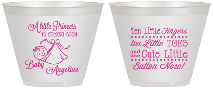Custom Baby Shower 9 oz Wine Frosted Cups - Little Princess | 90066
