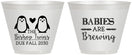 Custom Baby Shower 9 oz Wine Frosted Cups - Twins Baby Penguins | 90070