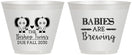 Custom Baby Shower 9 oz Wine Frosted Cups - Twins Baby Elephant | 90071