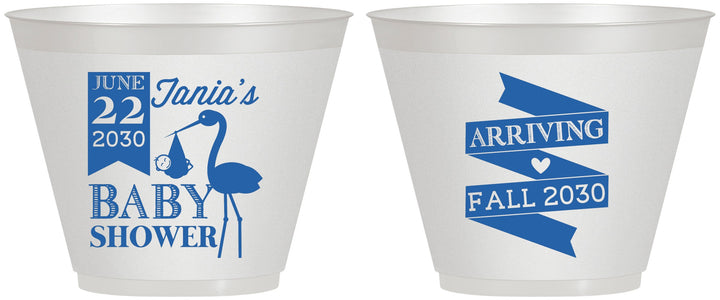 Custom Baby Shower 9 oz Wine Frosted Cups - Stork | 90073