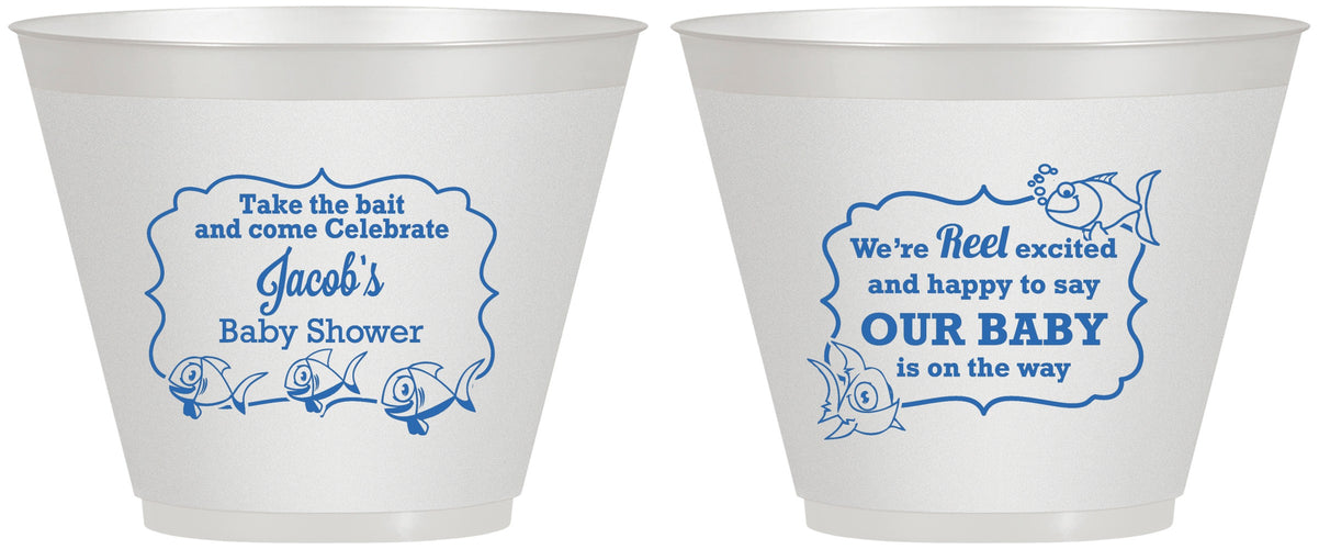 Custom Baby Shower 9 oz Wine Frosted Cups - Fish | 90075