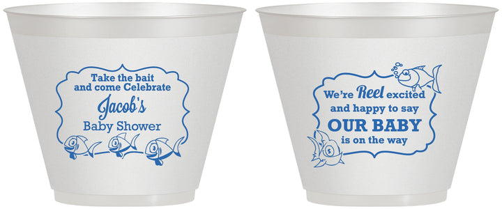 Custom Baby Shower 9 oz Wine Frosted Cups - Fish | 90075
