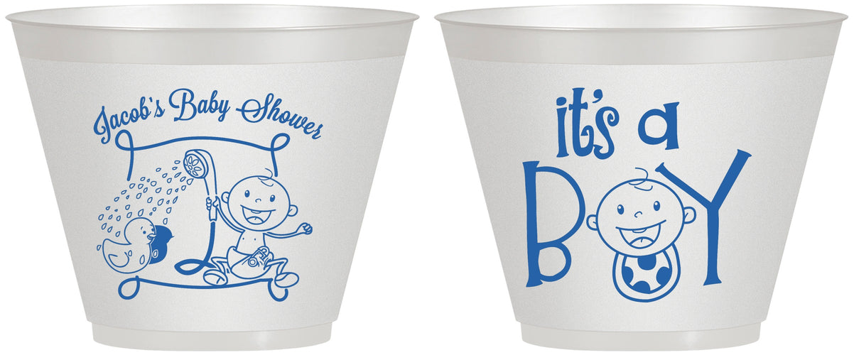 Custom Baby Shower 9 oz Wine Frosted Cups - It’s A Boy | 90076