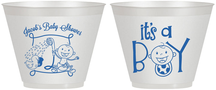 Custom Baby Shower 9 oz Wine Frosted Cups - It’s A Boy | 90076