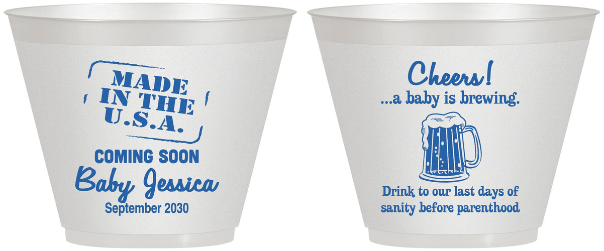 Custom Baby Shower 9 oz Wine Frosted Cups - Made In The Usa | 90079