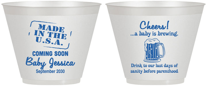 Custom Baby Shower 9 oz Wine Frosted Cups - Made In The Usa | 90079