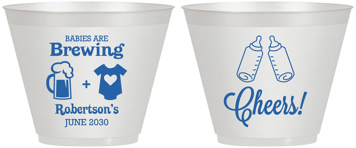 Custom Baby Shower 9 oz Wine Frosted Cups - Babies Are Brewing | 90080