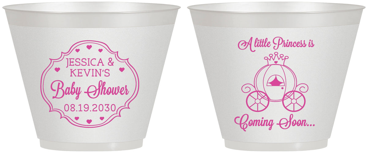 Custom Baby Shower 9 oz Wine Frosted Cups - Princess Coming Soon | 90085