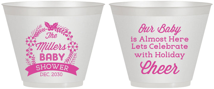 Custom Baby Shower 9 oz Wine Frosted Cups - Holiday | 90086