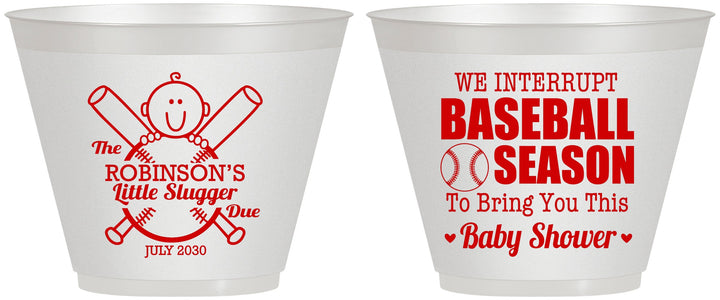 Custom Baby Shower 9 oz Wine Frosted Cups - Baseball | 90090