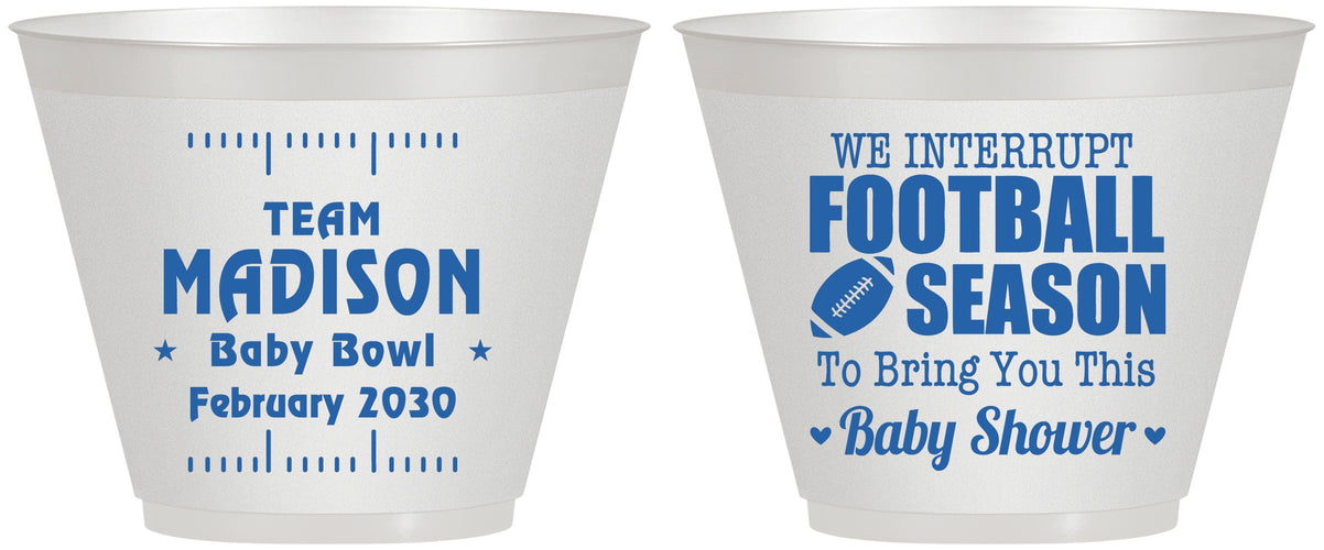 Custom Baby Shower 9 oz Wine Frosted Cups - Football | 90091