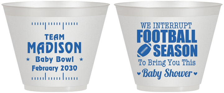 Custom Baby Shower 9 oz Wine Frosted Cups - Football | 90091
