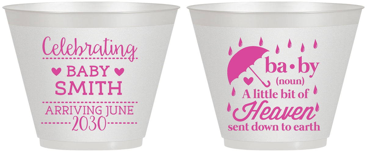 Custom Baby Shower 9 oz Wine Frosted Cups - Little Bit Of Heaven | 90095