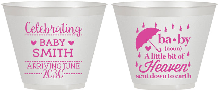 Custom Baby Shower 9 oz Wine Frosted Cups - Little Bit Of Heaven | 90095
