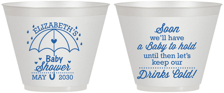 Custom Baby Shower 9 oz Wine Frosted Cups - April Showers May Babies | 90098