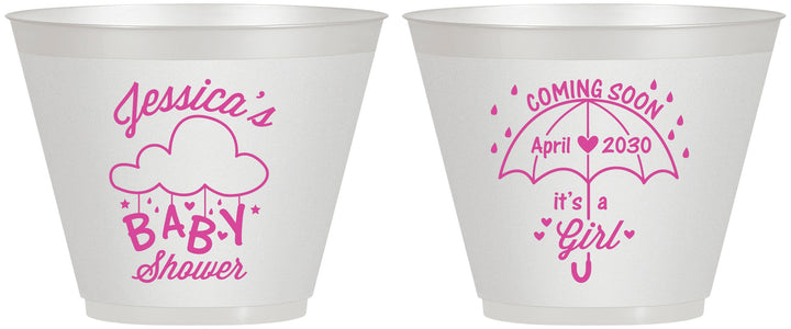 Custom Baby Shower 9 oz Wine Frosted Cups - April Showers May Babies | 90099