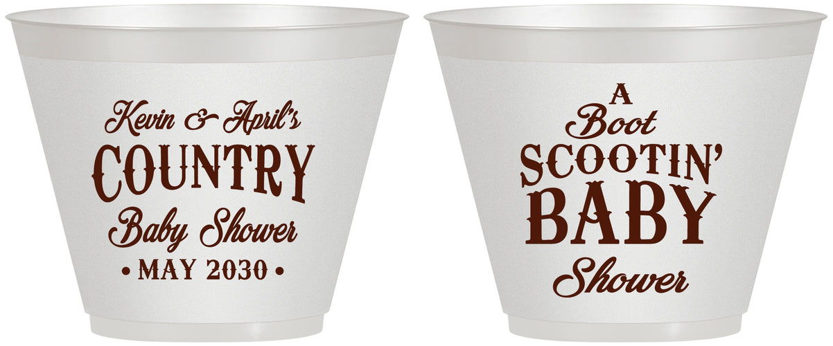 Custom Baby Shower 9 oz Wine Frosted Cups - Boot Scootin | 90100