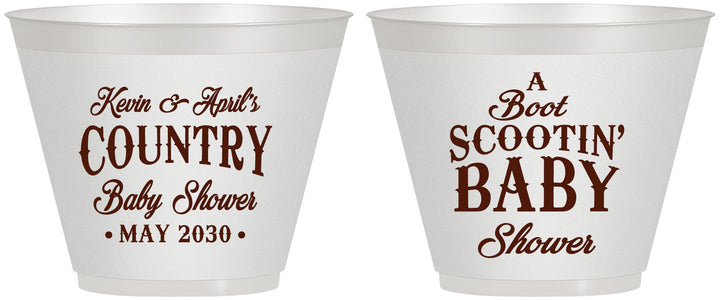 Custom Baby Shower 9 oz Wine Frosted Cups - Boot Scootin | 90100