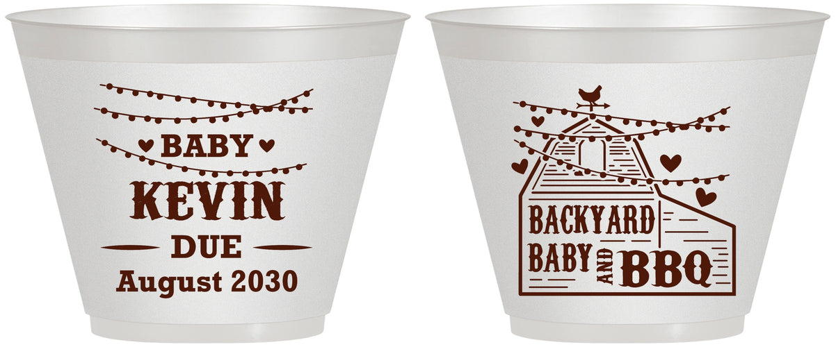 Custom Baby Shower 9 oz Wine Frosted Cups - Baby And Bbq | 90101