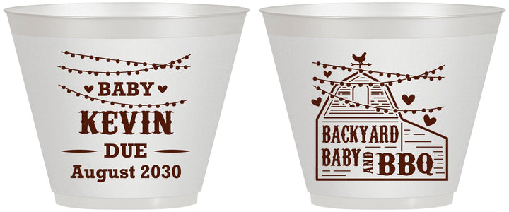 Custom Baby Shower 9 oz Wine Frosted Cups - Baby And Bbq | 90101