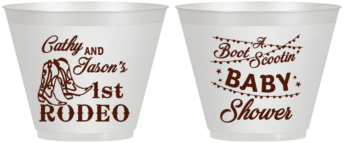 Custom Baby Shower 9 oz Wine Frosted Cups - Rodeo Boot Scootin | 90103